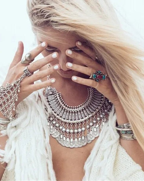 silver Finger Chain Bracelets festival accessories