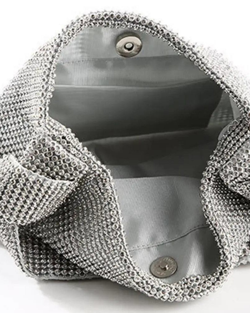 silver Handmade Rhinestone Diamond Knot Bag festival outfit bolsa