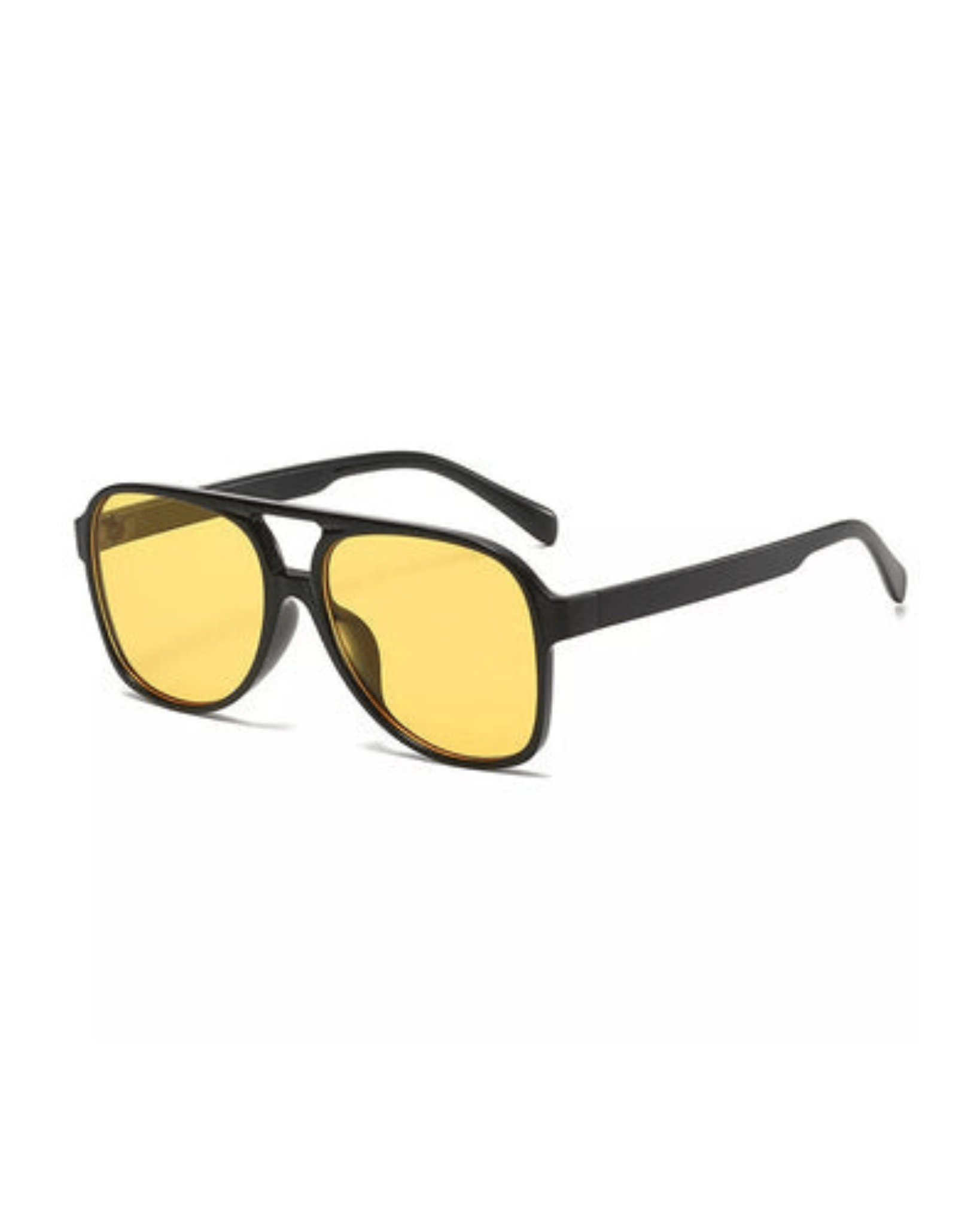 yellow lens black frame Oversized Aviator Sunglasses