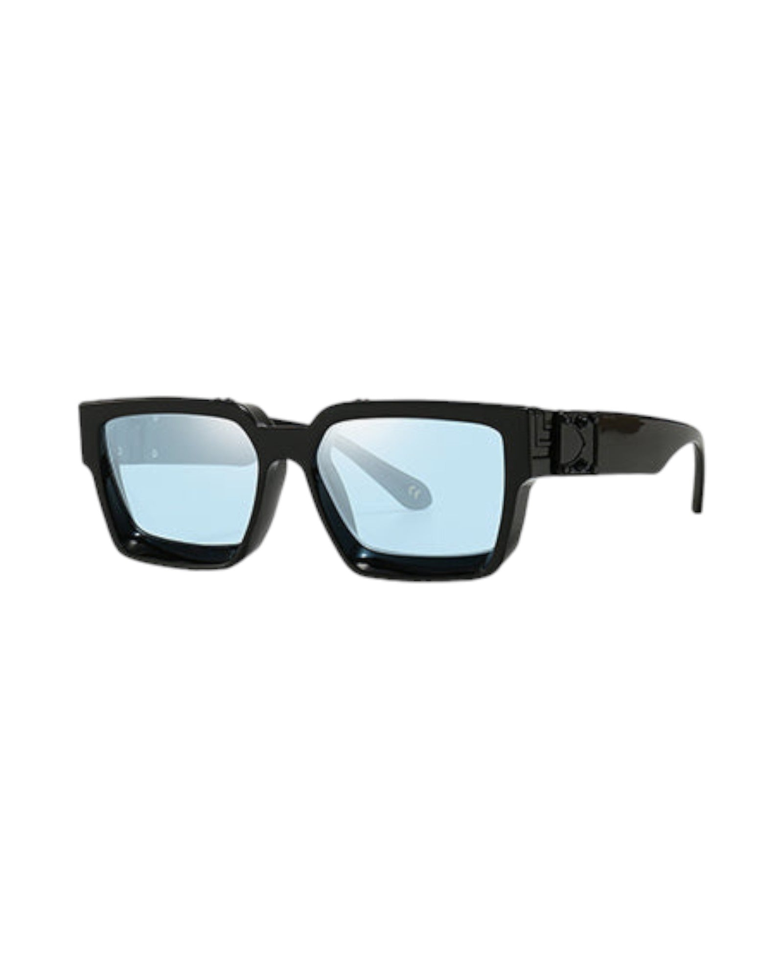 AUSTIN rectangular square sunglasses eyewear shades retro black frame blue lens festival fashion