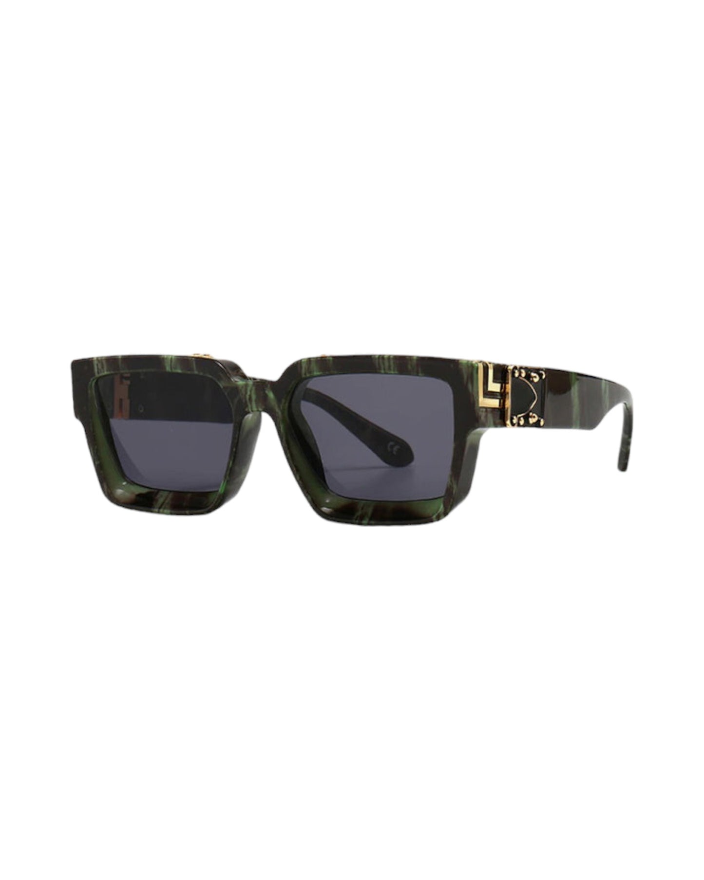 AUSTIN rectangular square sunglasses eyewear shades retro green frame black lens festival fashion