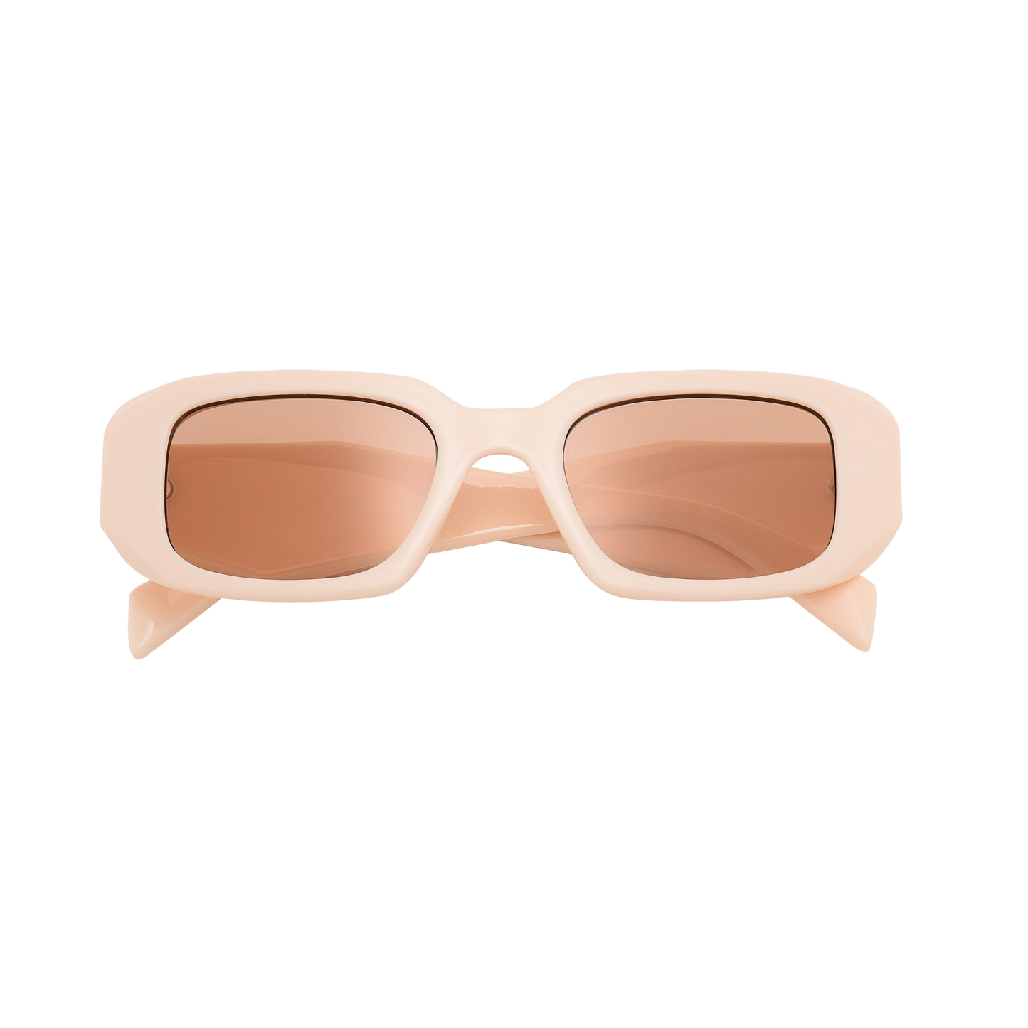 Beige Bevel Frame Square Sunglasses