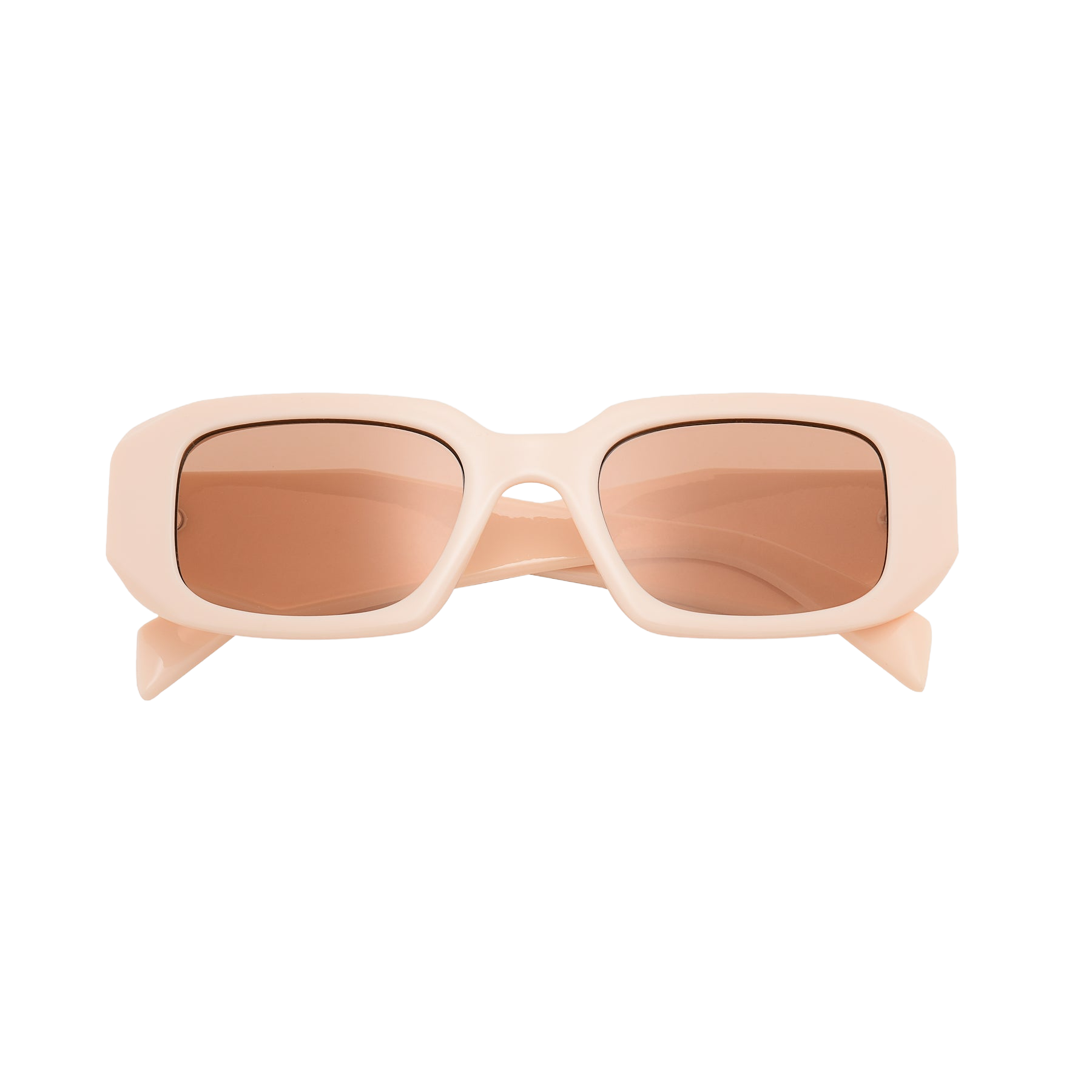 Beige Bevel Frame Square Sunglasses