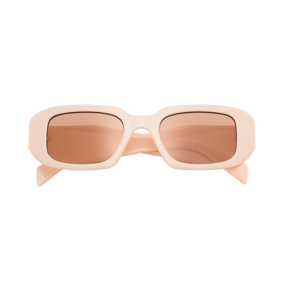 Beige Bevel Frame Square Sunglasses