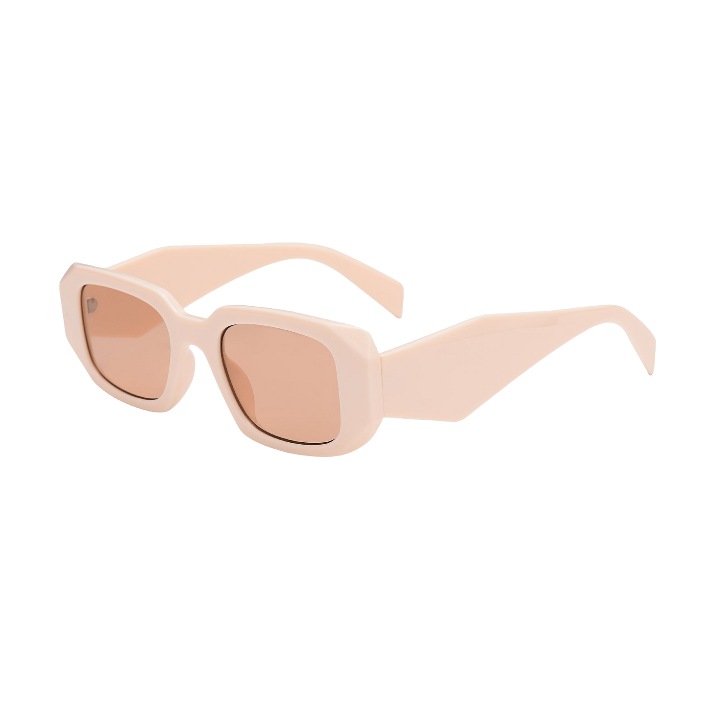 Beige Bevel Frame Square Sunglasses