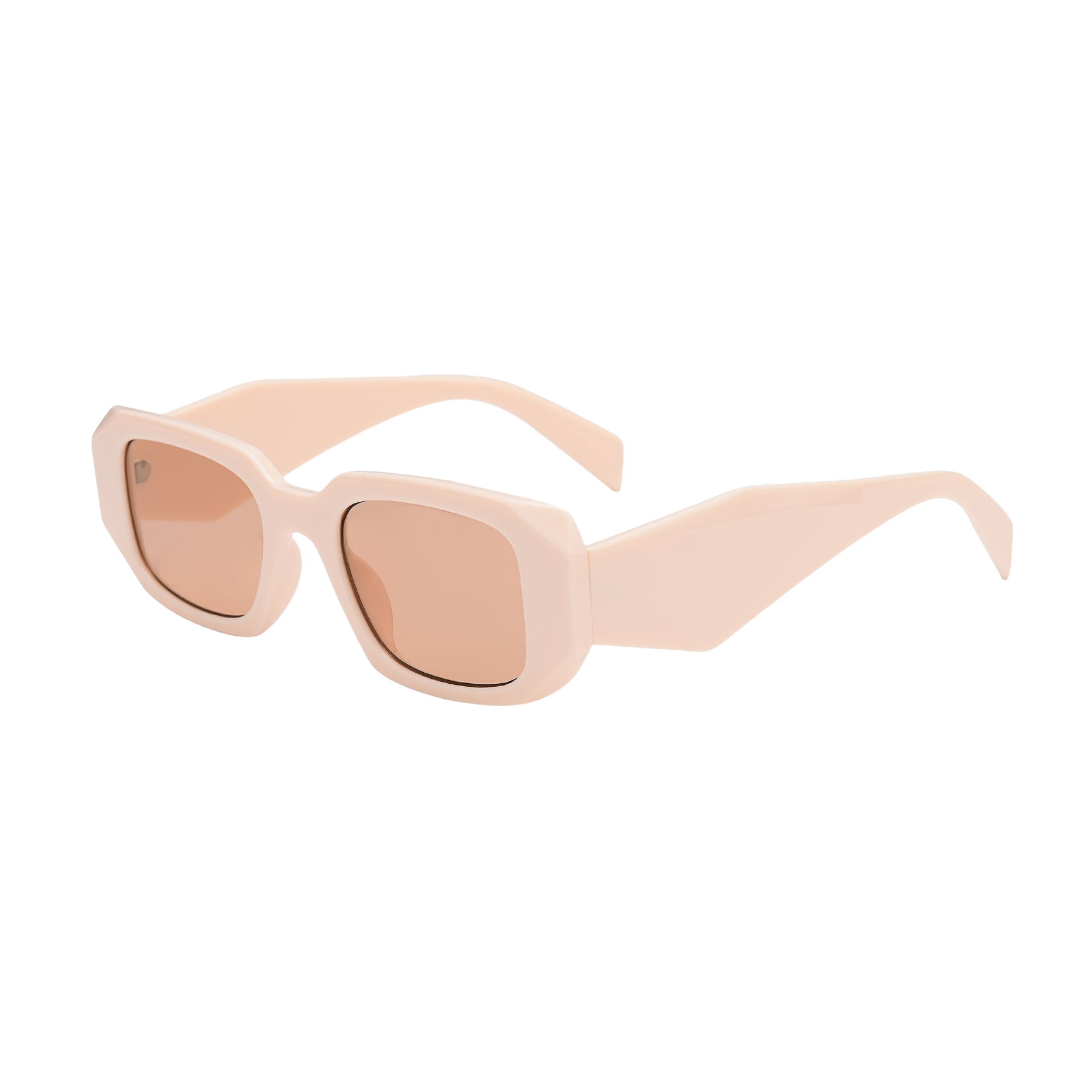 Beige Bevel Frame Square Sunglasses