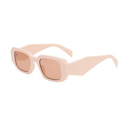 Beige Bevel Frame Square Sunglasses