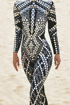 Black Sequin Jumpsuit with Rhinestones