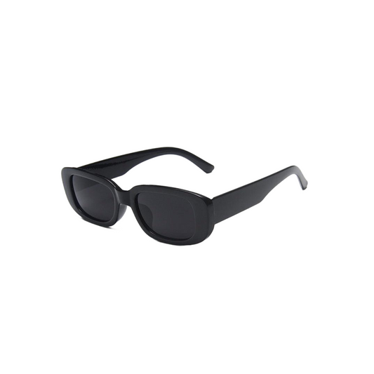 Black Slim Rectangle Sunglasses