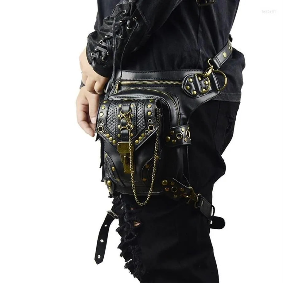 Black Steampunk Waist Leg Bag