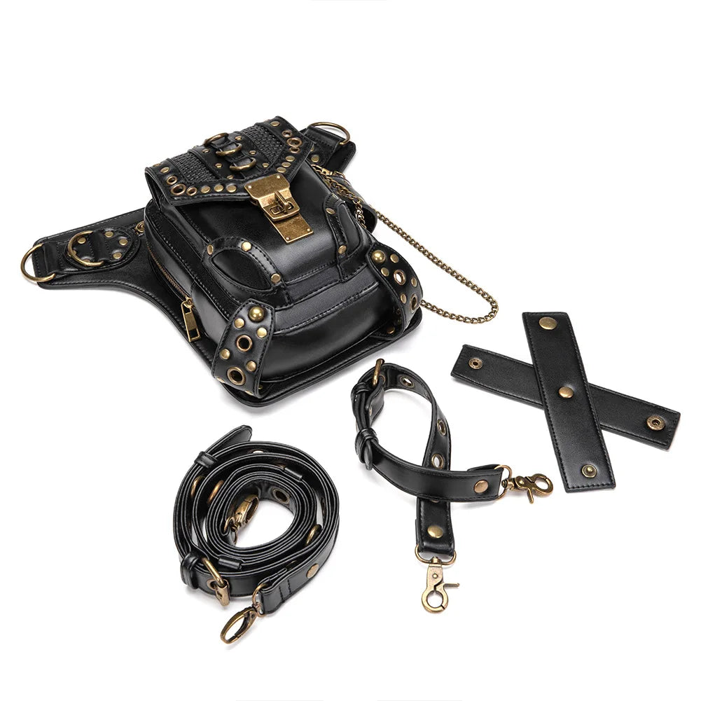 Black Steampunk Waist Leg Bag3