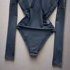 black Mesh Patchwork Bodysuit Long Sleeve Fashion One Piece Women Gothic Slim Jumpsuit Ins Fashion Festival Outfit Concert Rave outfits Rave Wear Festival Clothing