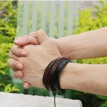 Brown and Black Leather Bracelet