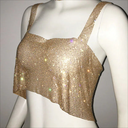 Gold Rhinestones Crop Top