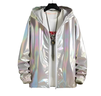 Grey Holographic Reflective Hooded Jacket