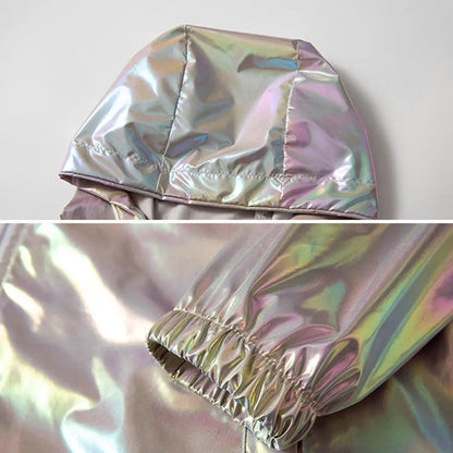 Grey Holographic Reflective Hooded Jacket