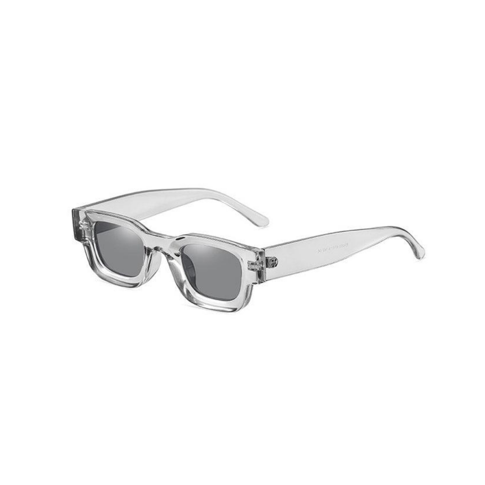 Grey lens transparent frame Modern Thick Rectangular Sunglasses