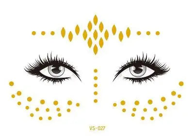 Gold Face Temporary Tattoo Rave Festival accessories rave outfit