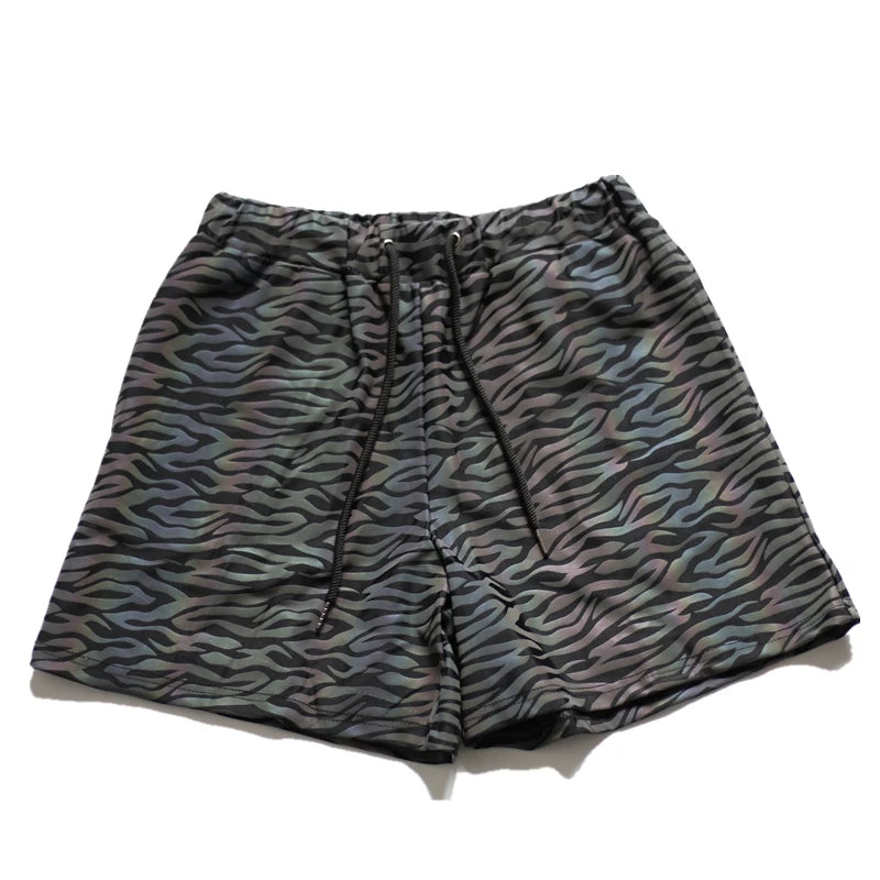 Colorful Reflective Tank Top and Shorts Set