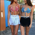 Sequin Tassel Sparkle Tutu Skirt Rave Fringe Belly Dance