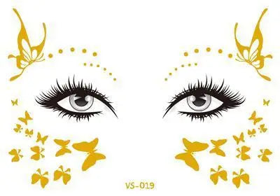 Gold Face Temporary Tattoo Rave Festival accessories rave outfit