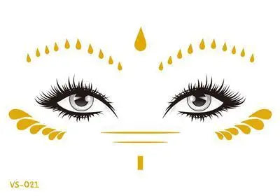 Gold Face Temporary Tattoo Rave Festival accessories rave wear