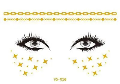 Gold Face Temporary Tattoo Rave Festival accessories rave outfit