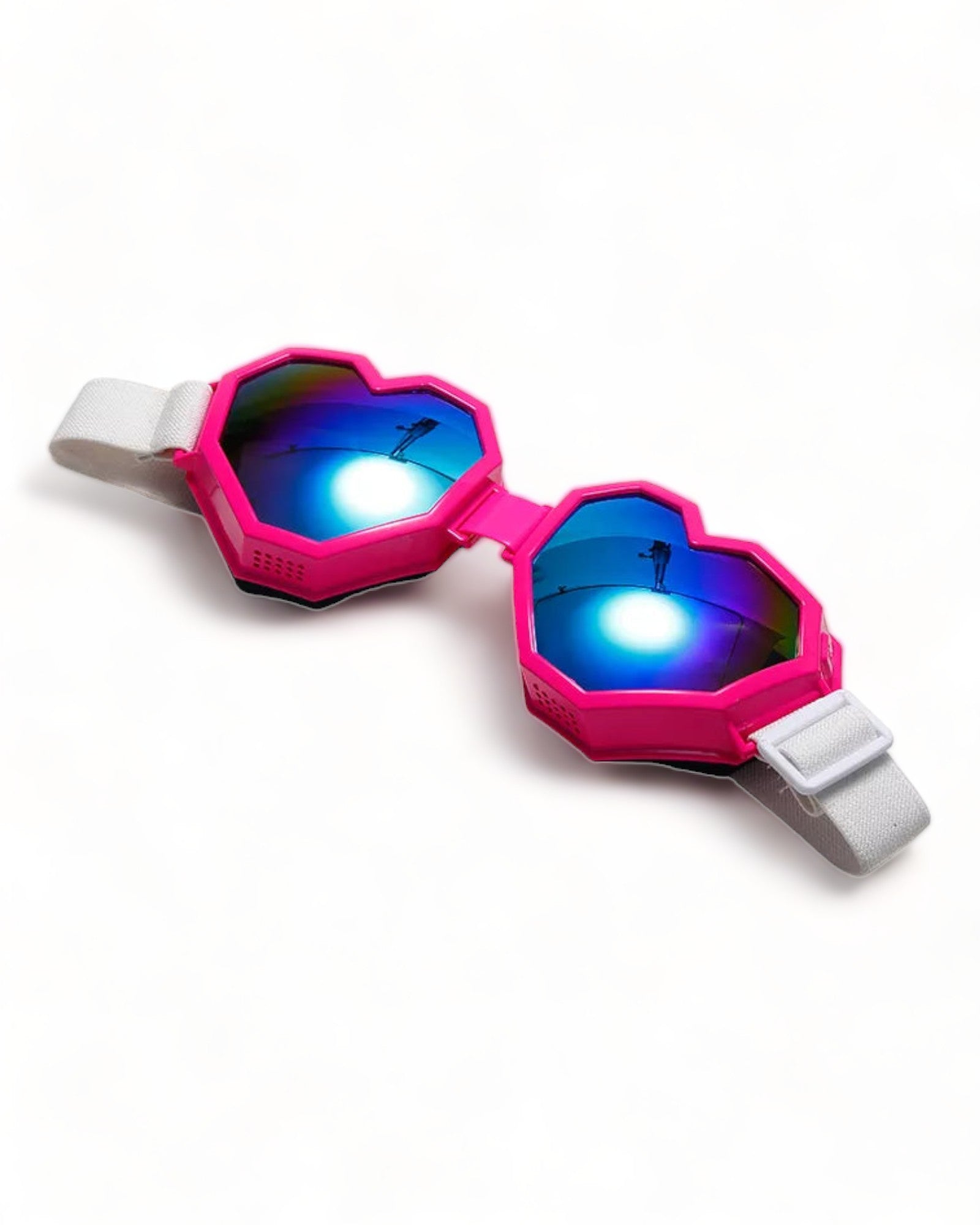 pink Heart Shaped Goggle Sunglasses Steampunk Cyberpunk crystals Burning man Festival Rave
