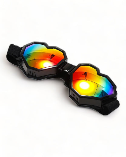 black Heart Shaped Goggle Sunglasses Steampunk Cyberpunk crystals Burning man Festival Rave