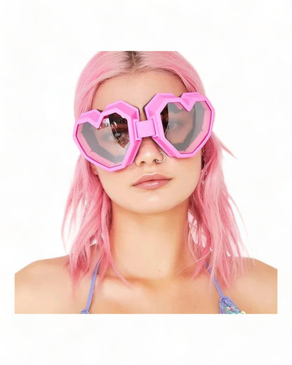 pink Heart Shaped Goggle Sunglasses Steampunk Cyberpunk crystals Burning man Festival Rave