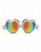 white Heart Shaped Goggle Sunglasses Steampunk Cyberpunk crystals Burning man Festival Rave