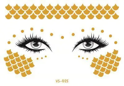 Gold Face Temporary Tattoo Rave Festival accessories rave outfit