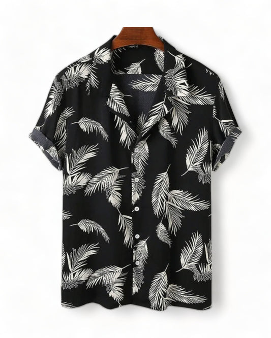 Festival Shirt Hawaiian Palm Tree Black