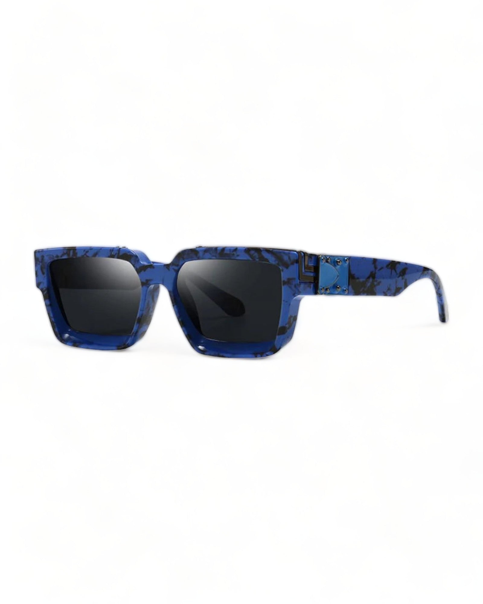 square sunglasses blue frame black lens Festival Fashion