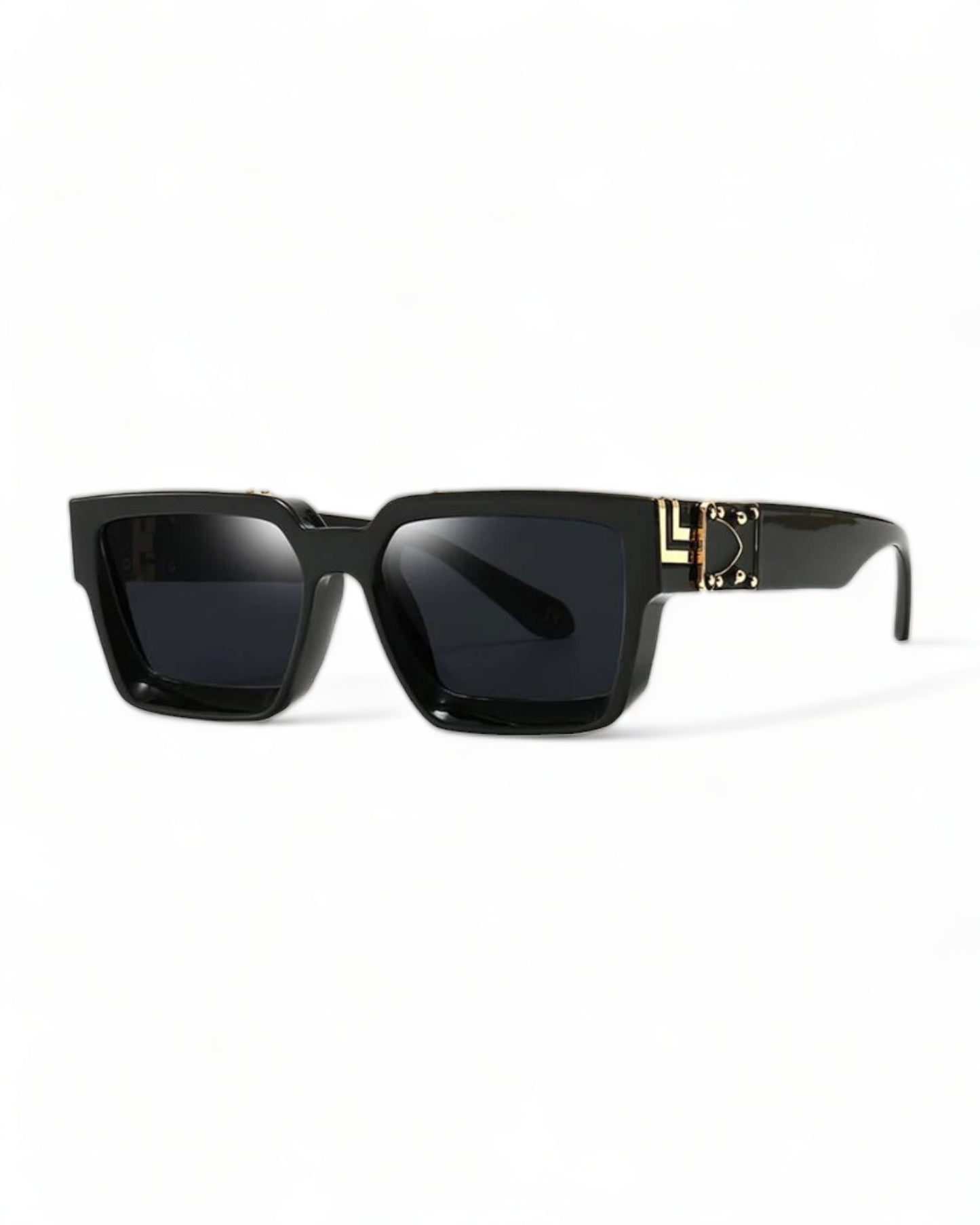 square sunglasses black gold frame black lens Festival Fashion