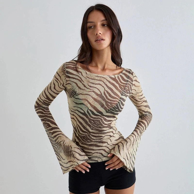 Mesh Crop Top Zebra