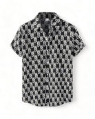black and white Short Sleeve Retro Shirt