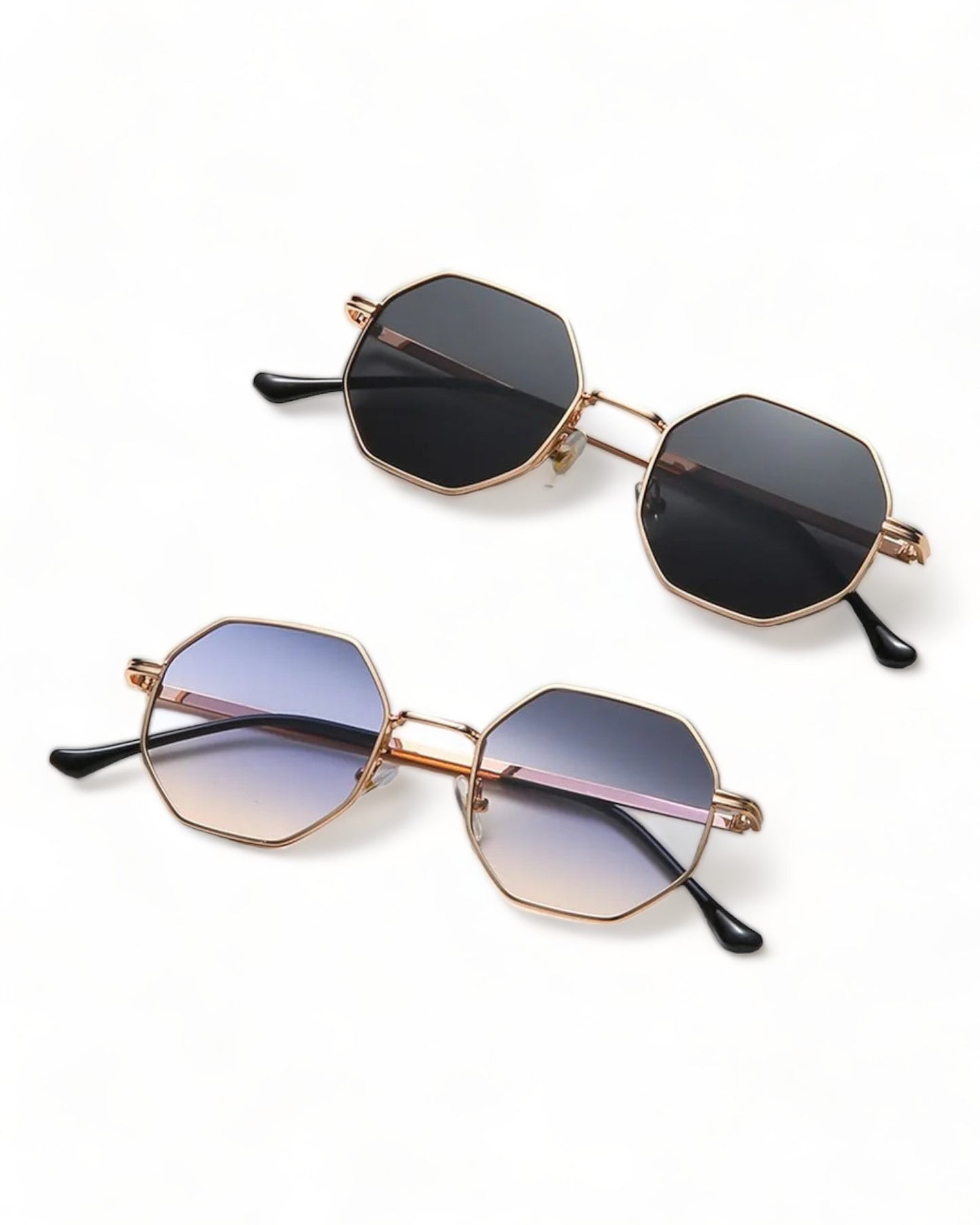 Octagonal Geometric Metal Frame Sunglasses