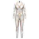 Phoenix White Lace Sequin jumpsuit catsuit with Rhinestones catsuit jumpsuit