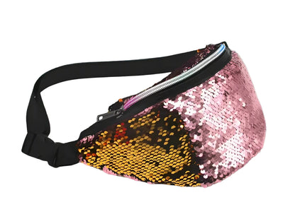 Pink Sequins Waist Bag