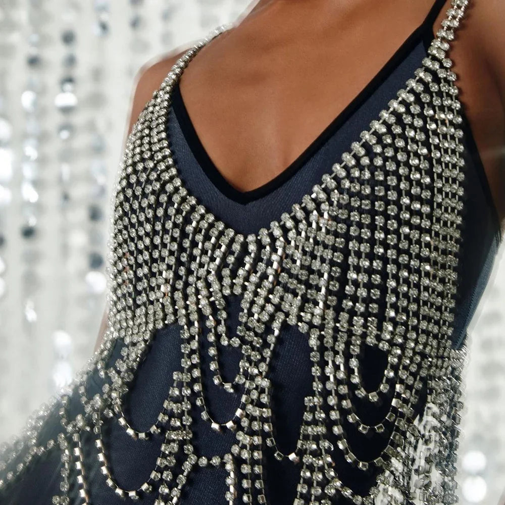 Rhinestone Tassel Body Chain