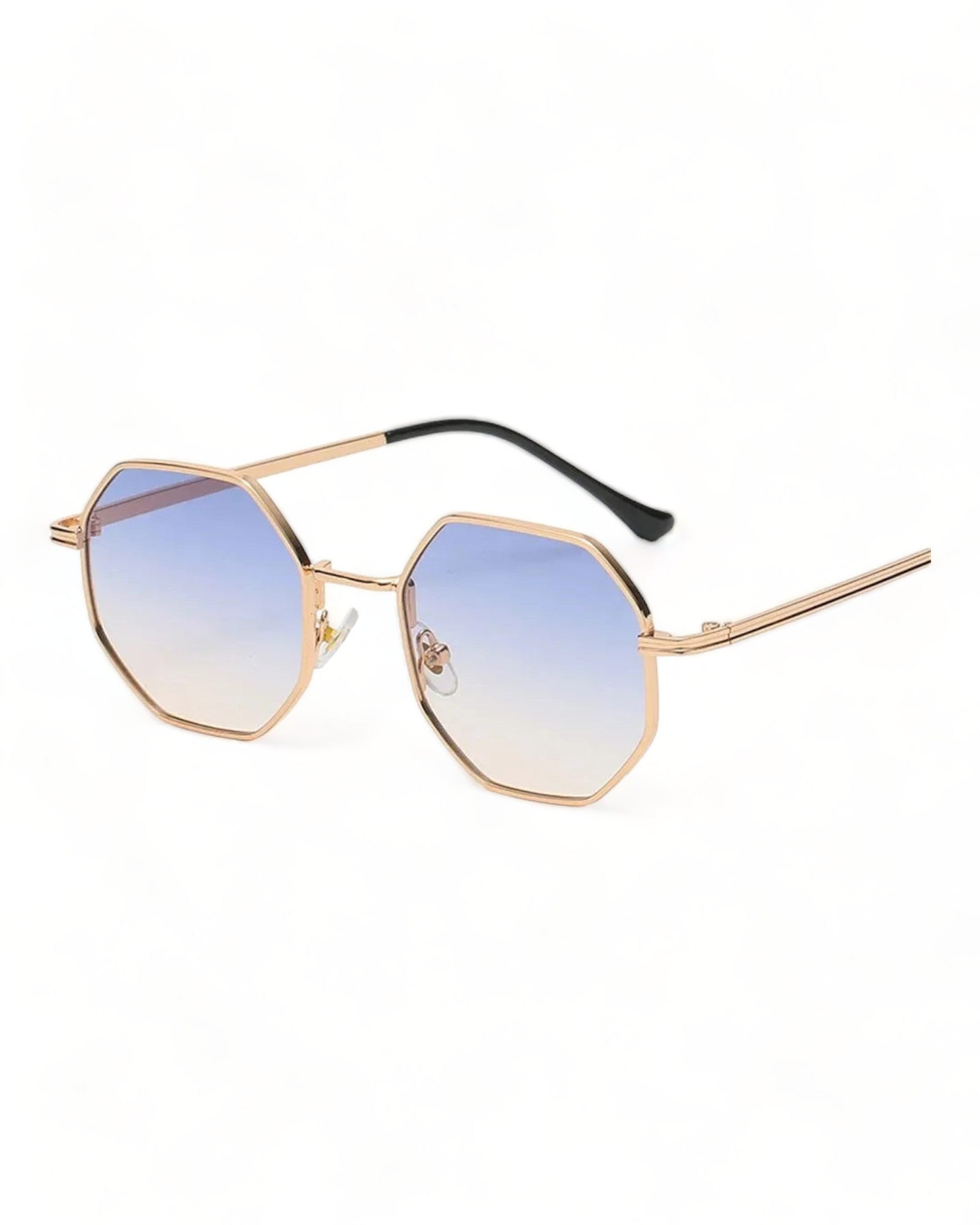Sunglasses Eyewear Gold Frame Blue Lens Festival Fashion Concert Rave Outfit Party boho style