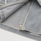 Cross Belt Denim Mini Skirt