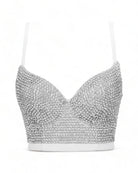 silver Rhinestones Push Up Bustier Crop Top Corset Bling Diamond Punk Corsé festival outfit