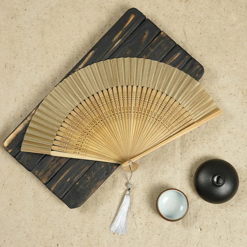 Beige Folding Hand Fan festival accessories