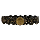 Women brown boho style Retro Belt Vintage Hollow Out Cowboy Style Women's Wide Disc Belt Western festival fashion outfit