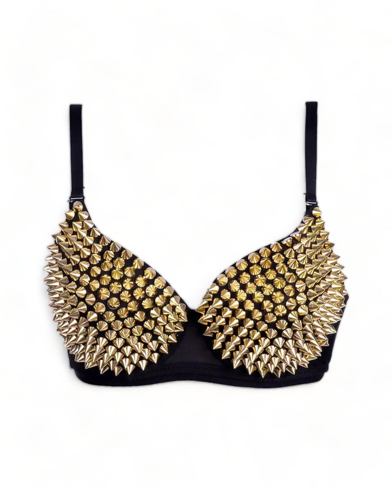 gold Sexy Bra spikes black Gold Burning Man Burningman steampunk Rave Outfit Party Cosplay Carnival Halloween cyberpunk