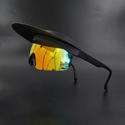 yellow gold Cycling Sunglasses with Visor Festival Outfit Fashion Concert Rave outfits