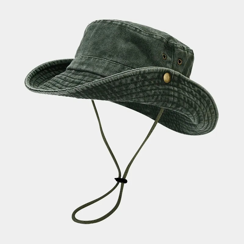 Military Green Washed Fishman Bucket Hat