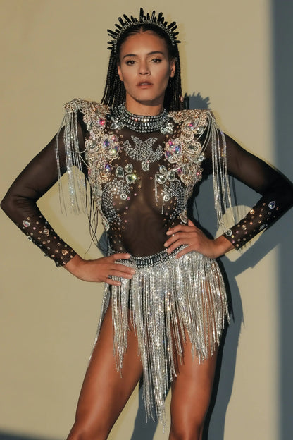 Rhinestone Tassel Festival Bodysuit